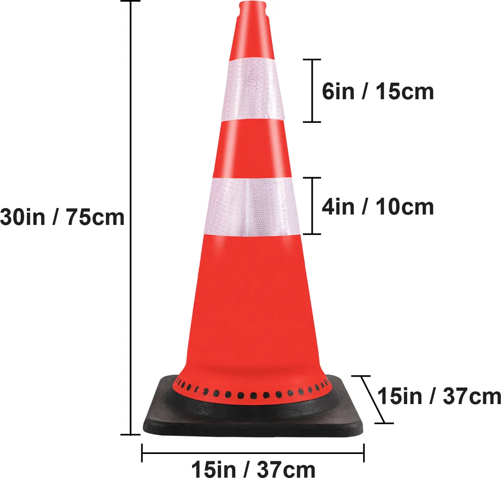 SucceBuy coni di sicurezza da 8 x 30 pollici, coni arancioni in PVC con collari riflettenti e base nera zavorrata per il controllo del traffico, i passi carrabili, i parcheggi in strada e l'uso scolastico - 8