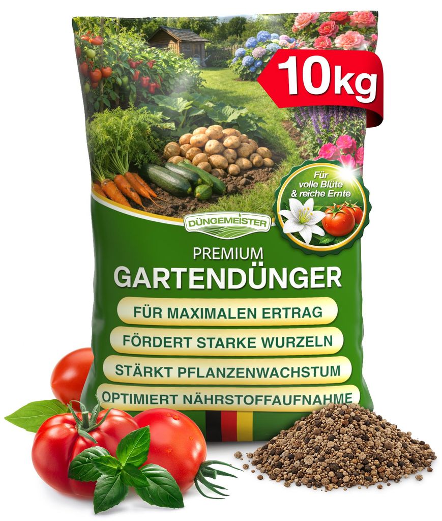 DÜNGEMEISTER Premium Gartendünger gegen mickrige Ernte & Produktbild 