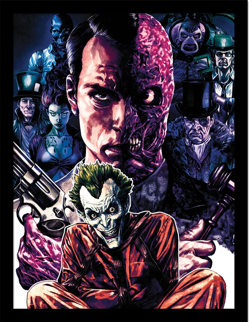 Batman Villains Poster Incorniciato PM8393 - Arte DC Comics 45x35 cm
