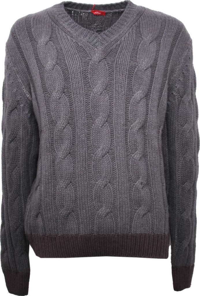 B5189 ALTEA grau-brauner Wollpullover Herren