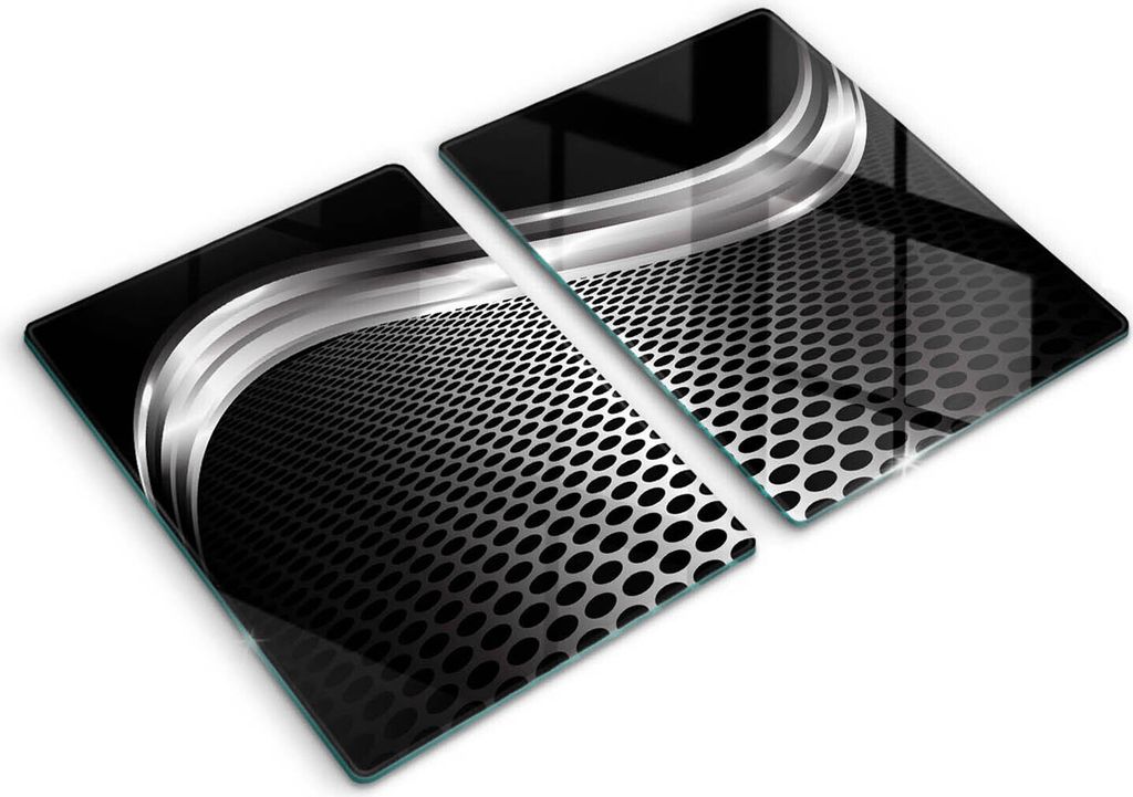 Glasschneideplatte - Herdabdeckplatte - 2x40x52 cm -Schneidebrett - Spritzschutz - Metallstruktur