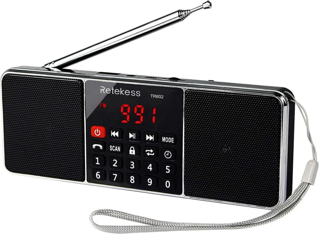 Radio Portable Rechargeable AM FM Stéréo avec Double Haut-parleur et MP3
