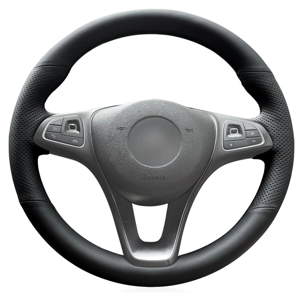 DIY Schwarzer Kunstleder Lenkradbezug für Mercedes W205 C117 C218 W213 X156 X253 W166 X166 W447 W470