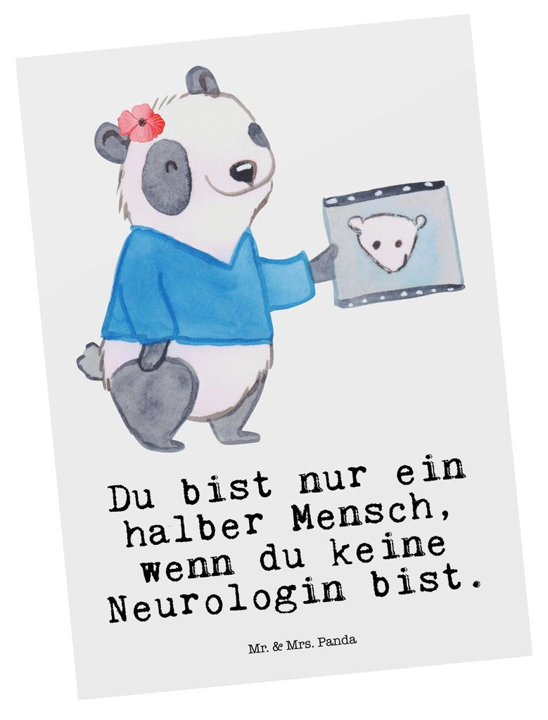 Mr. & Mrs. Panda Grußkarte Neurologin Herz - Weiß - Geschenk, Spruch, Ansichtskarten, Postkarten, Mediziner, Fotokarte, Lustig, Ansichtskarte, Po...