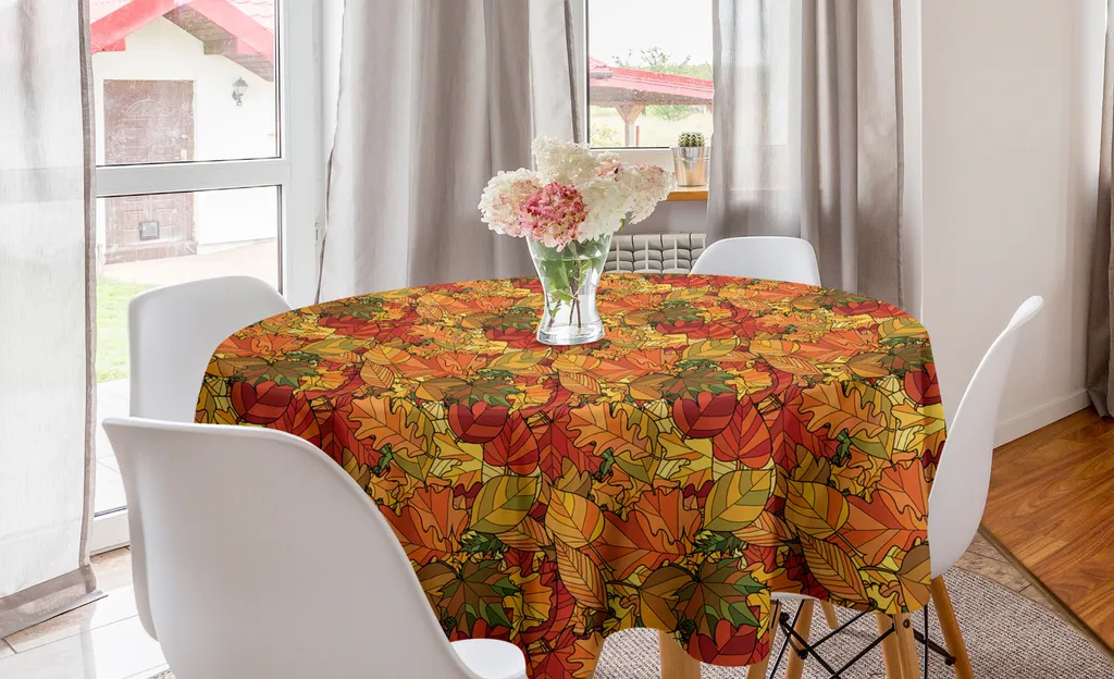 ABAKUHAUS Tovaglia Rotonda Autunno 150 cm Decorazione Pranzo