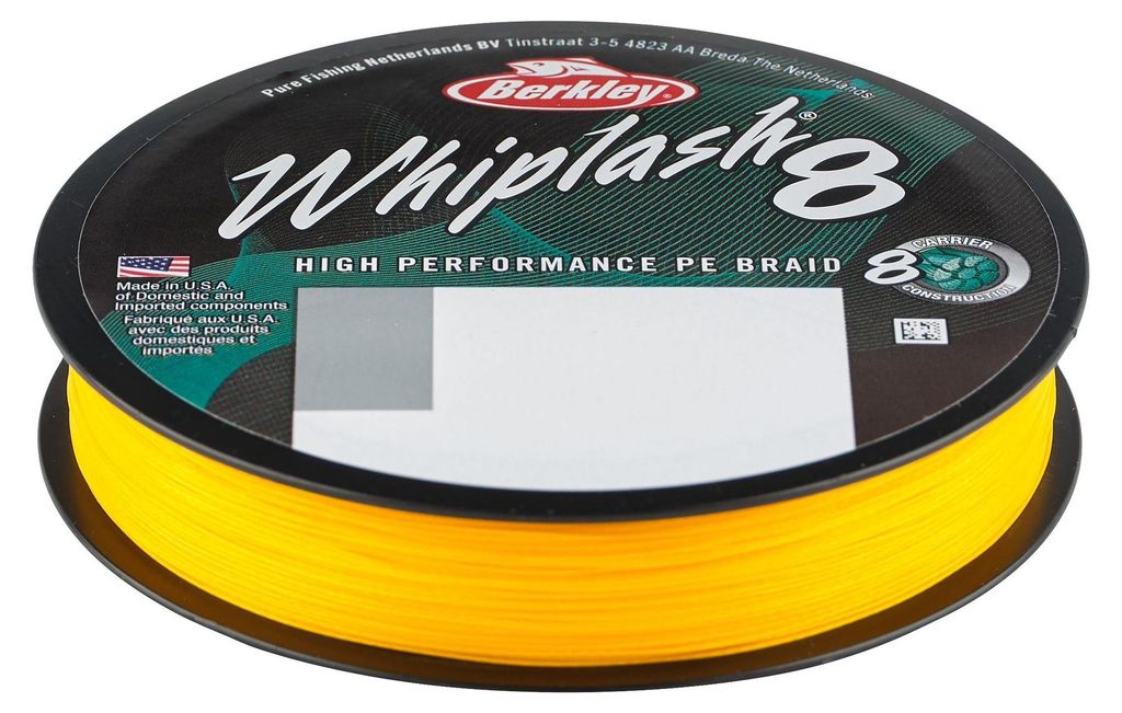 Berkley Whiplash 8 - 300m geflochtene Angelschnur, Durchmesser:0.08mm, Farbe:Yellow, Tragkraft:12.9kg