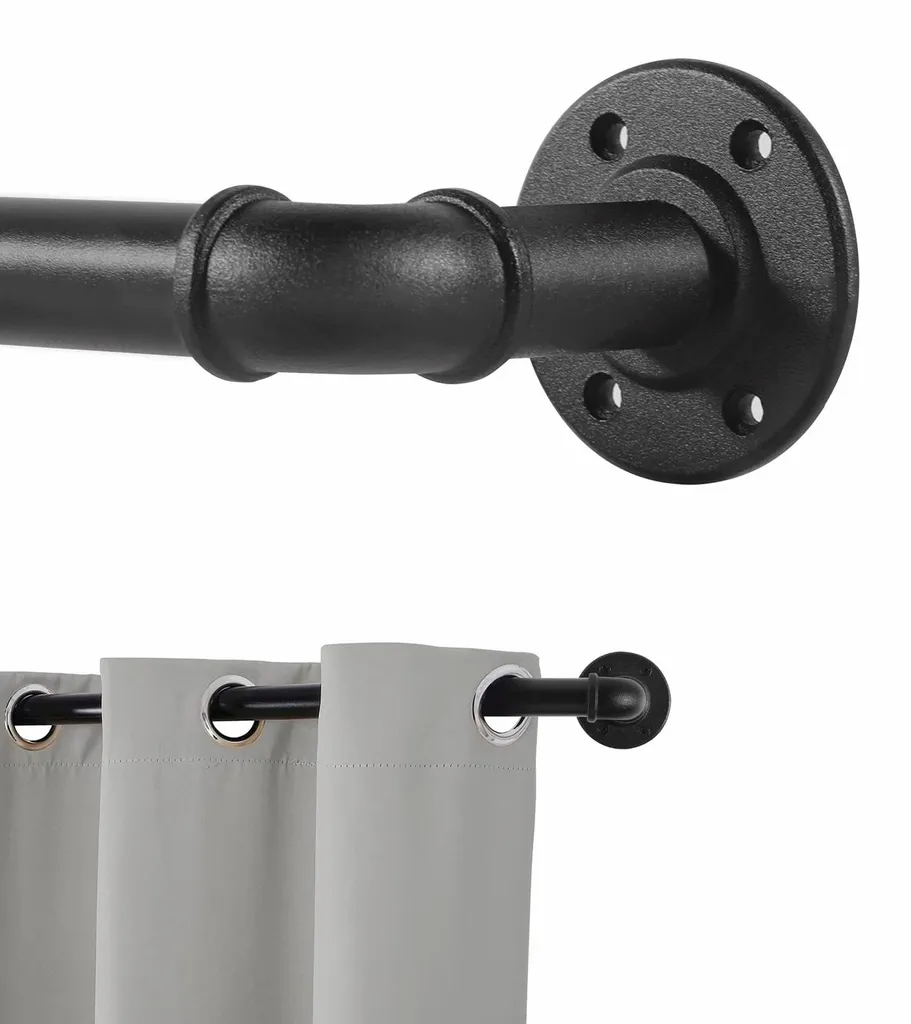 Tringle à rideaux télescopique en métal noir réglable 80-218 cm