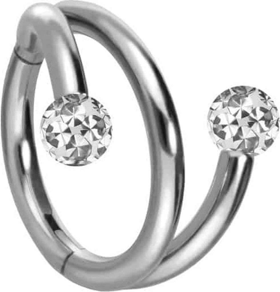 Ohrpiercing, Nasenpiercing, Septum Piercing Titan Segmentring Clicker mit Innengewinde 3 RINGE + 2 EPOXY-KUGELN Silber Innendurchmesser: 8mm | Kuge...