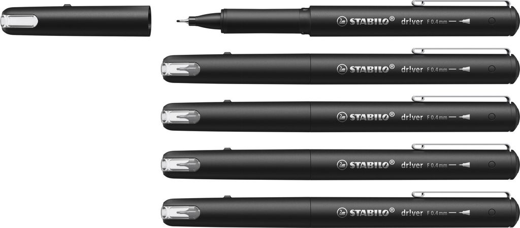 STABILO Premium-Fineliner - dr!ver - 5er Pack - schwarz