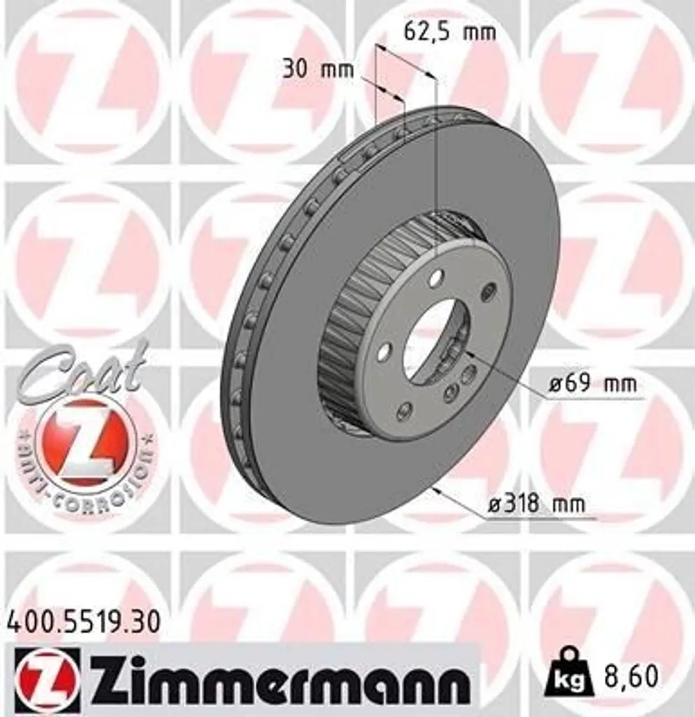 Disque de frein Coat Z Zimmermann 400.5519.30 Mercedes Classe C S205