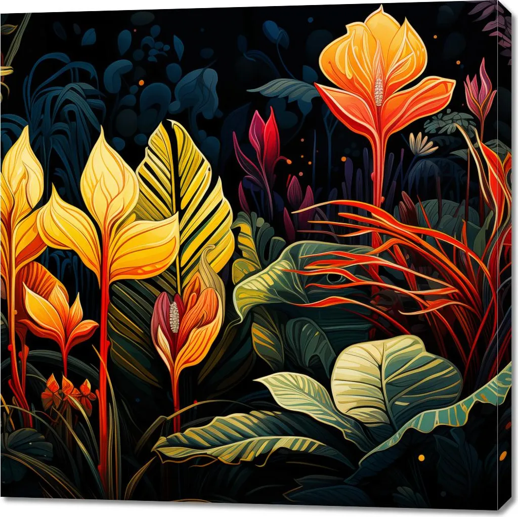 Sinfonia Tropicale Quadro 100x100: Decorazione Parete Urban Jungle