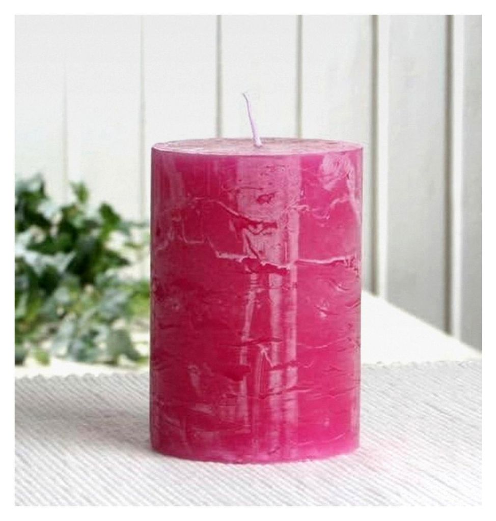 Rustikale Stumpenkerze, 10 x 7 cm Ø, Fuchsia