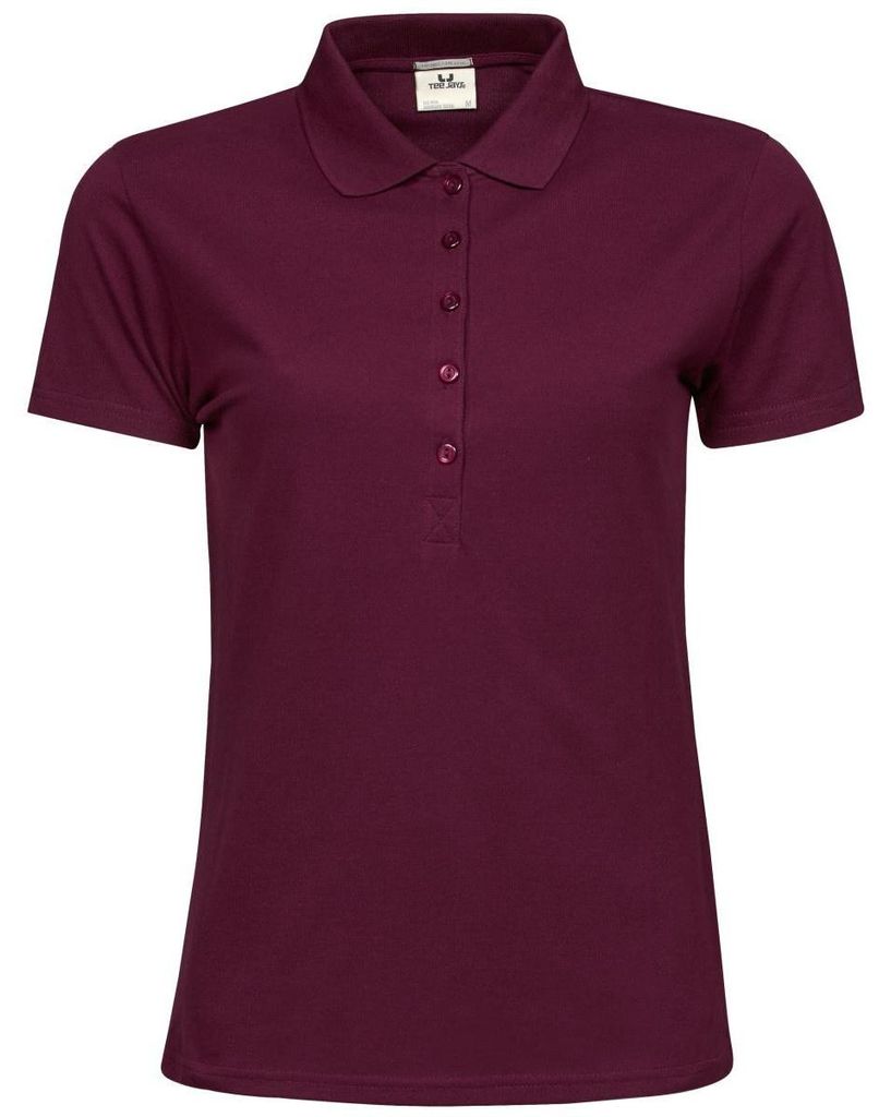 Tee Jays Damen Luxury Stretch Polo-Shirt, Kurzarm FK889 (XL) (Weinrot)