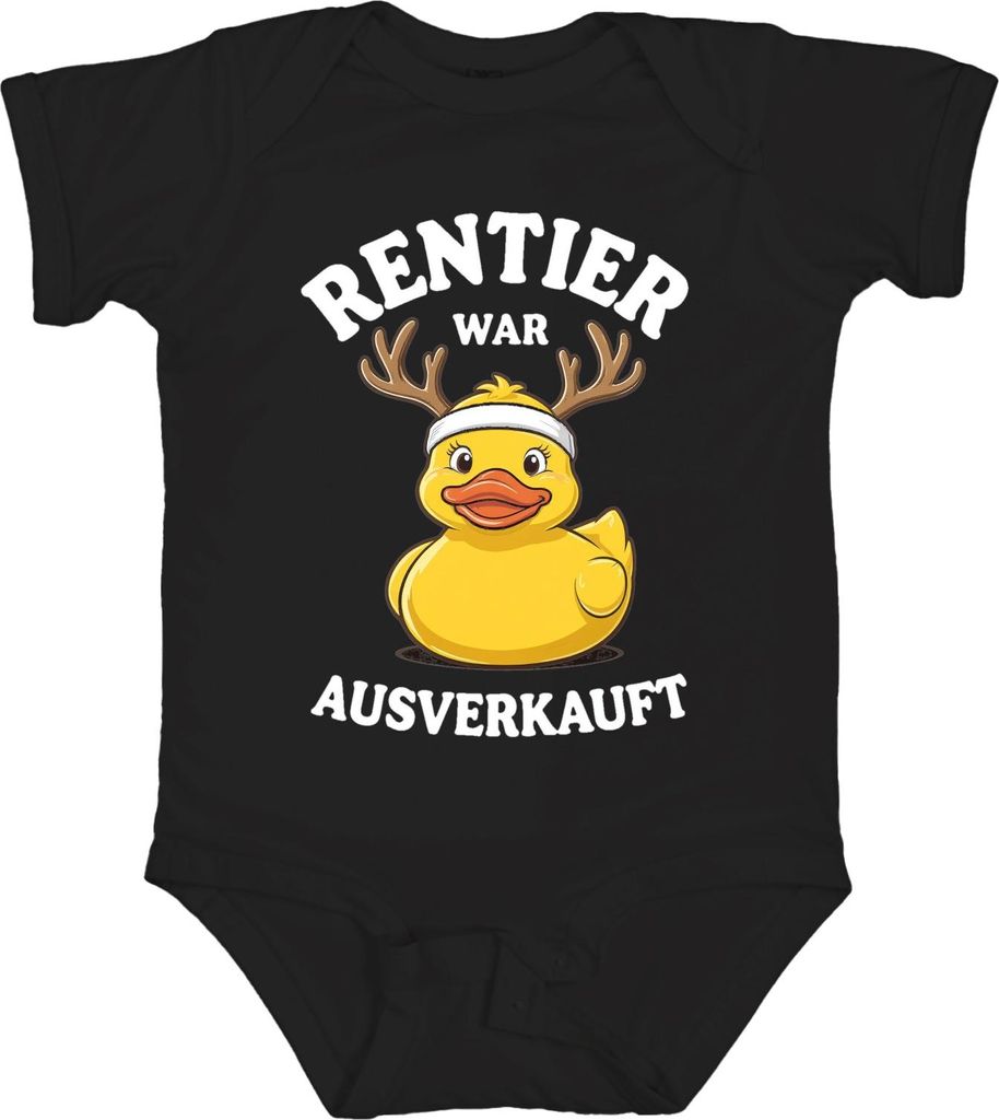 Rentier war t Weihnachten Gummiente Geschenk lustig Unisex Baby Body, Schwarz, 3/6