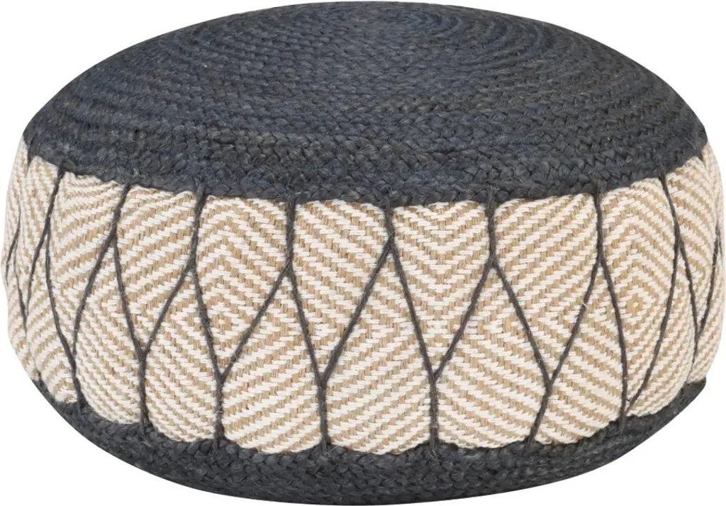 Pouf Design Eunoia 50 cm Bleu Nomade en Textile Robuste et Moelleux