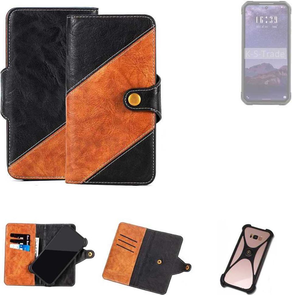 K-S-Trade Handyhülle Schutzhülle Bookstyle Case Wallet-Case kompatibel mit iiiF150 B1 Handy Cover Bumper Klapphülle schwarz hellbraun 1x