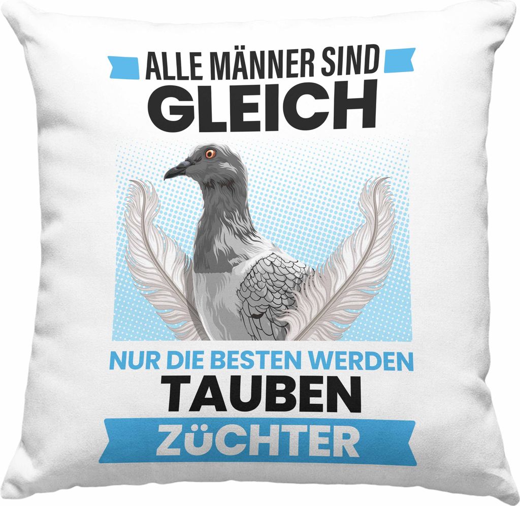 Trendation - Zaubenzucht Geschenk Taubenzüchter Zubehör Tauben Deko-Kissen mit Füllung 40x40 Lustiger Spruch Taubenflüsterer Taubenliebhaber Be...