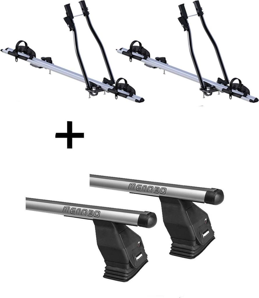 2x Fahrradträger SAGITTAR + Dachträger Menabo Tema kompatibel mit für Peugeot 3008 (SUV 5 Türer) 2009-2016
