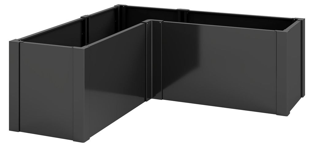 Hochbeet L-förmig Blumenhochbeet witterungsbeständig, Pflanzbeet Frühbeet aus Verzinkter Stahl 150 x 150 x 55 cm Schwarz