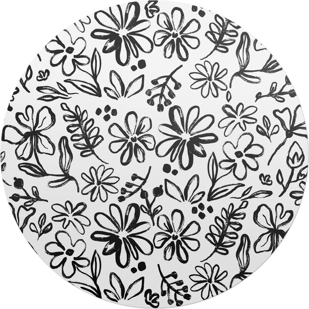 Blumenskizze – Bodenschutzmatte – Stuhlunterlage – Bürostuhlmatte – Rutschfeste Bodenmatte – Schutzmatte für Hartboden – fi 100 cm