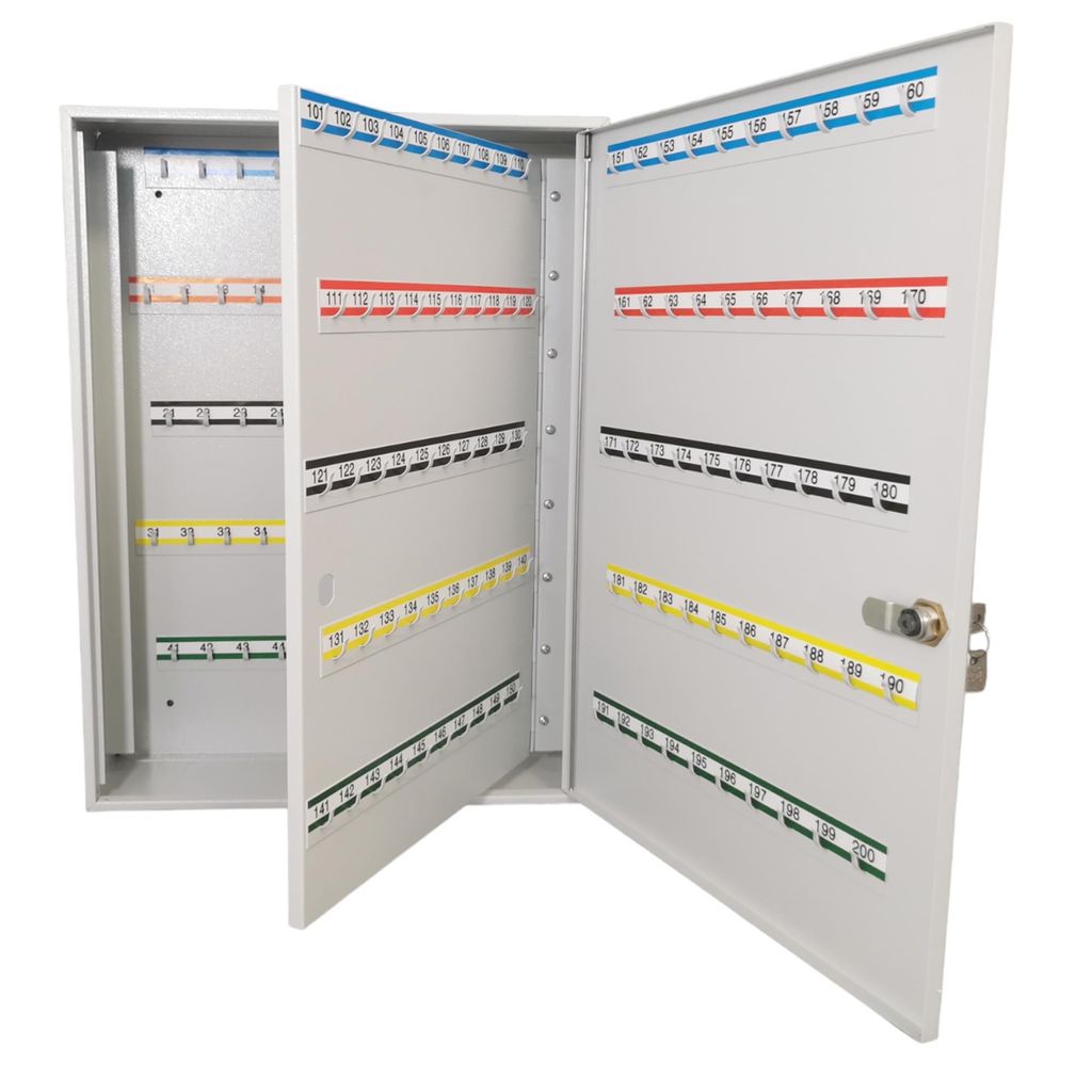 LEOMAR | Schlüsselschrank | Schlüsselkasten mit 200 Haken | Schlüsselbox aus Stahl | Schlüsselaufbewahrung abschließbar | 12x39x52 cm | Wandmo...