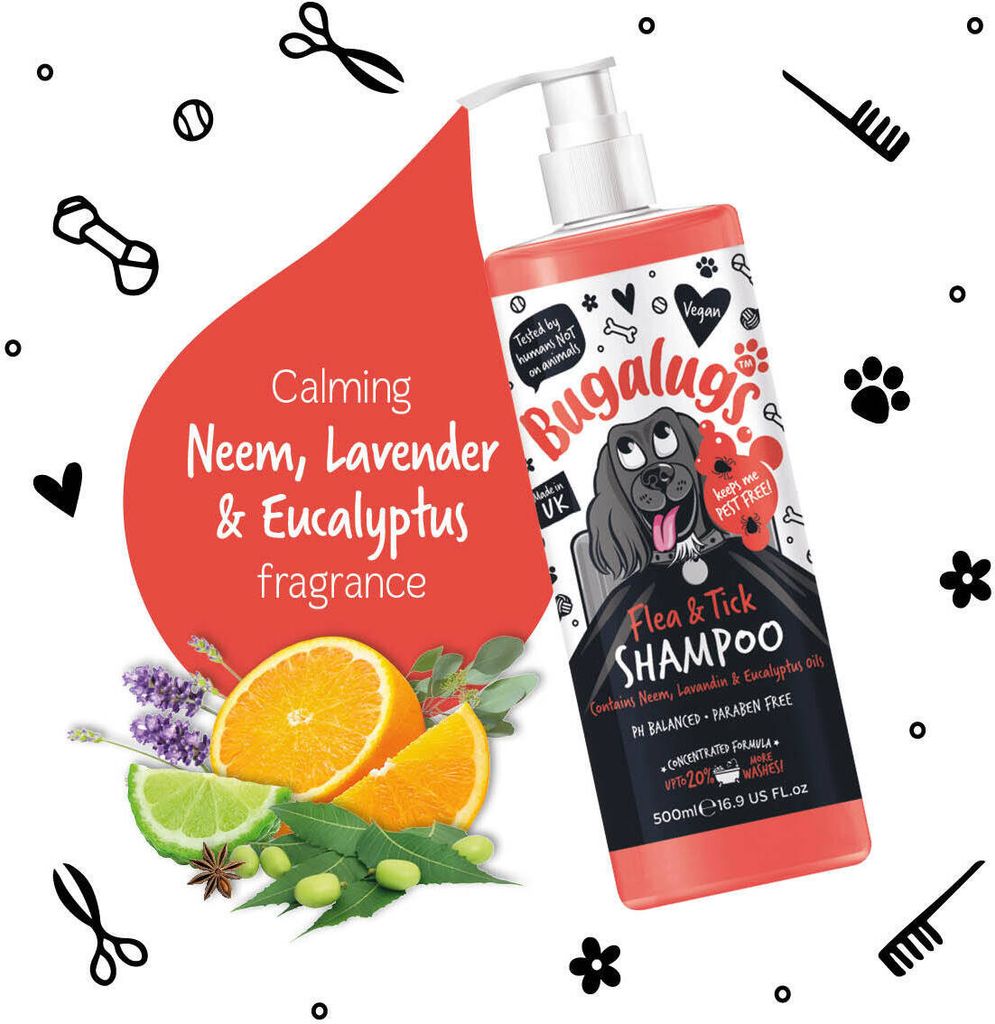 Bugalugs Floh- und Zeckenshampoo - 500ml mit Pumpdosierer Produktbild 