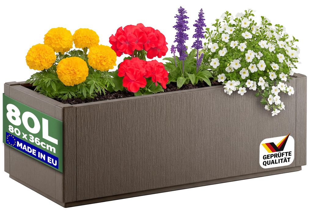 CASARIA® Blumenkasten "Ethica“ 80L 80x36x35cm Ablaufboden Produktbild 
