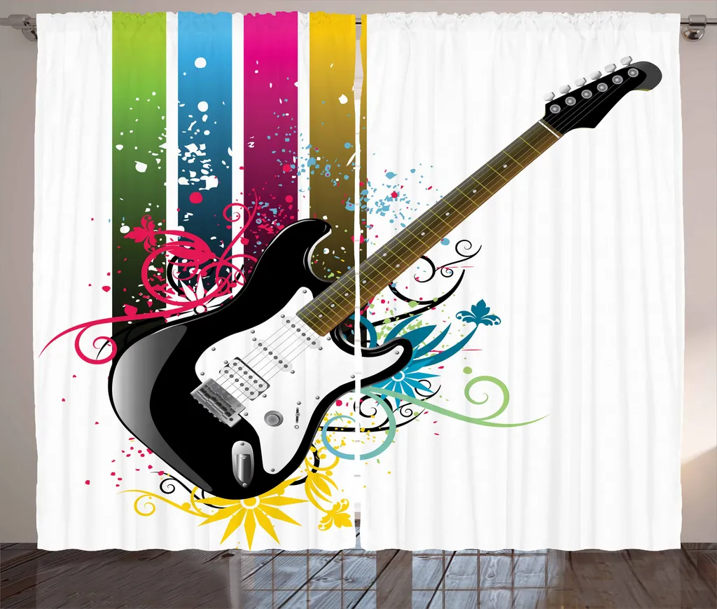 Tende ABAKUHAUS Chitarra e Fiori 280x175 | Stile Boho-Rock per Interni