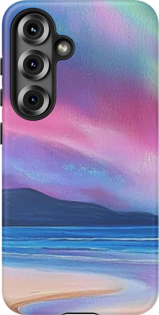 Nordlichter über Küstenklippen und Strand – Hülle Kompatibel mit Samsung Galaxy S25
