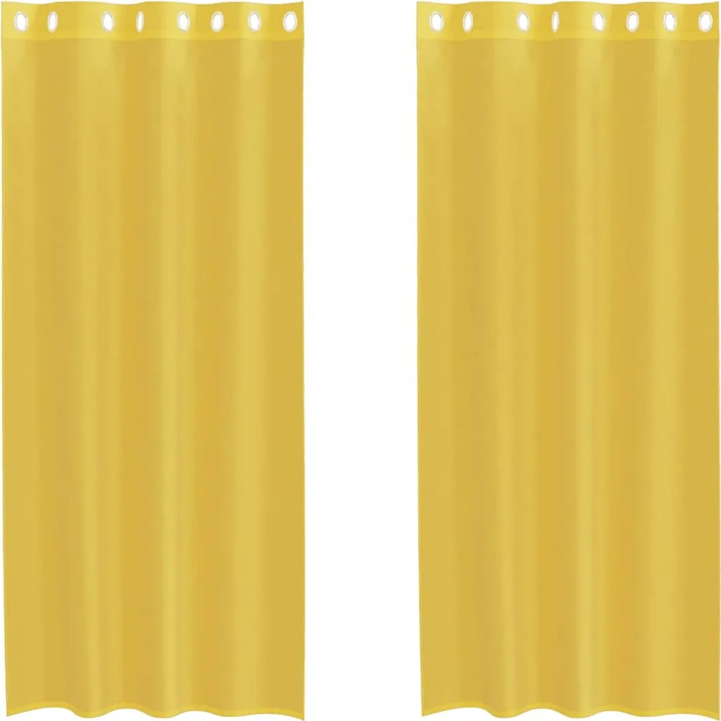 Paire de Voilages Jaunes Légers avec Oeillets pour Fenêtre de Chambre