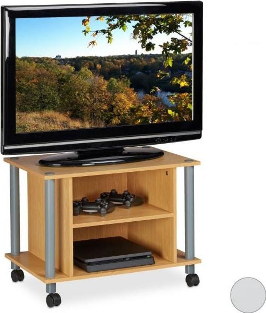 TV-Tisch mit Rollen und 2 Fächern