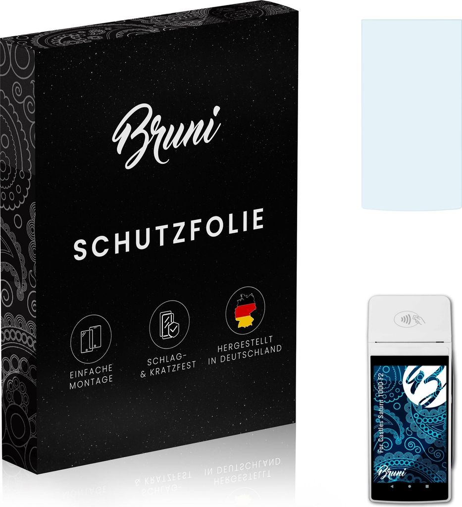 Bruni Basics-Clear 2x Schutzfolie kompatibel mit Castles Saturn 1000 F2 Folie