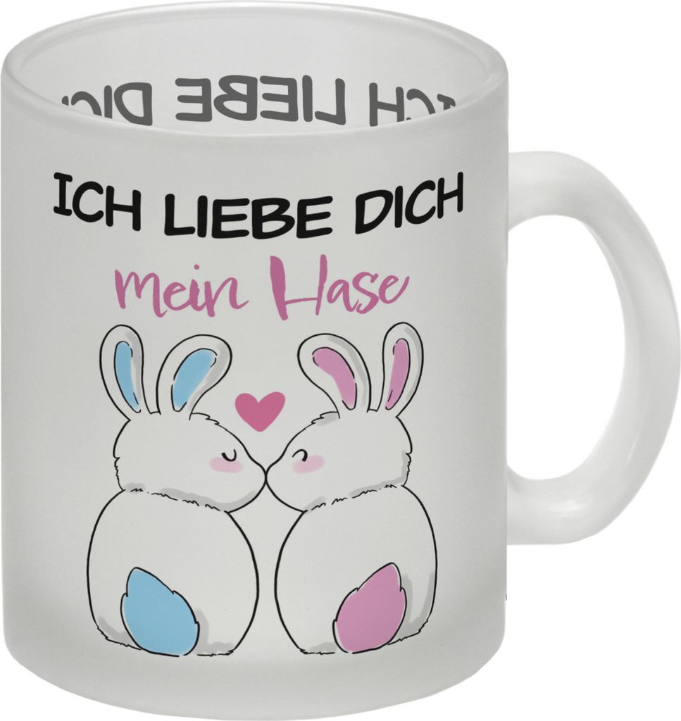 Ich liebe dich mein Hase Glas Tasse mit küssendem Hasenpaar