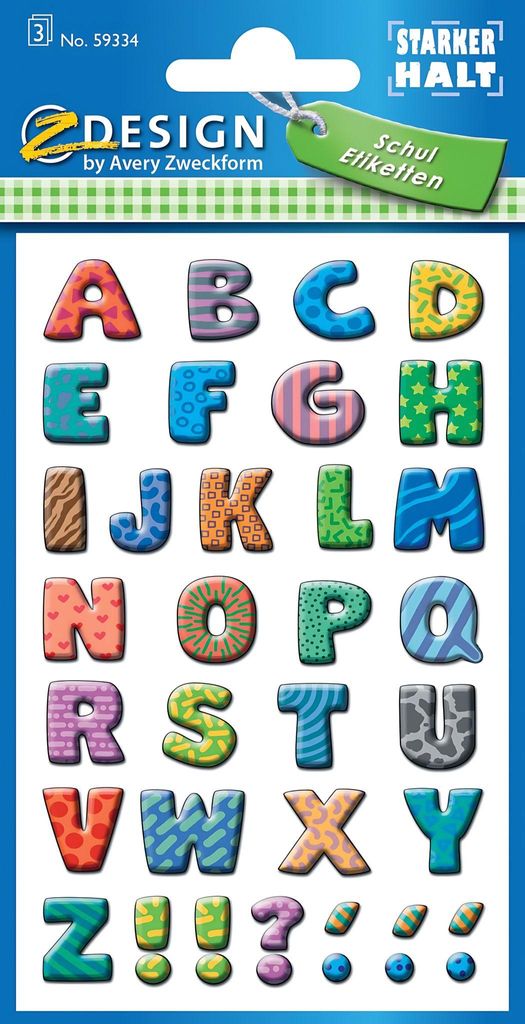 ZDesign SCHOOL Buchstaben-Etiketten Buchstaben: A-Z bunt 87 Etiketten