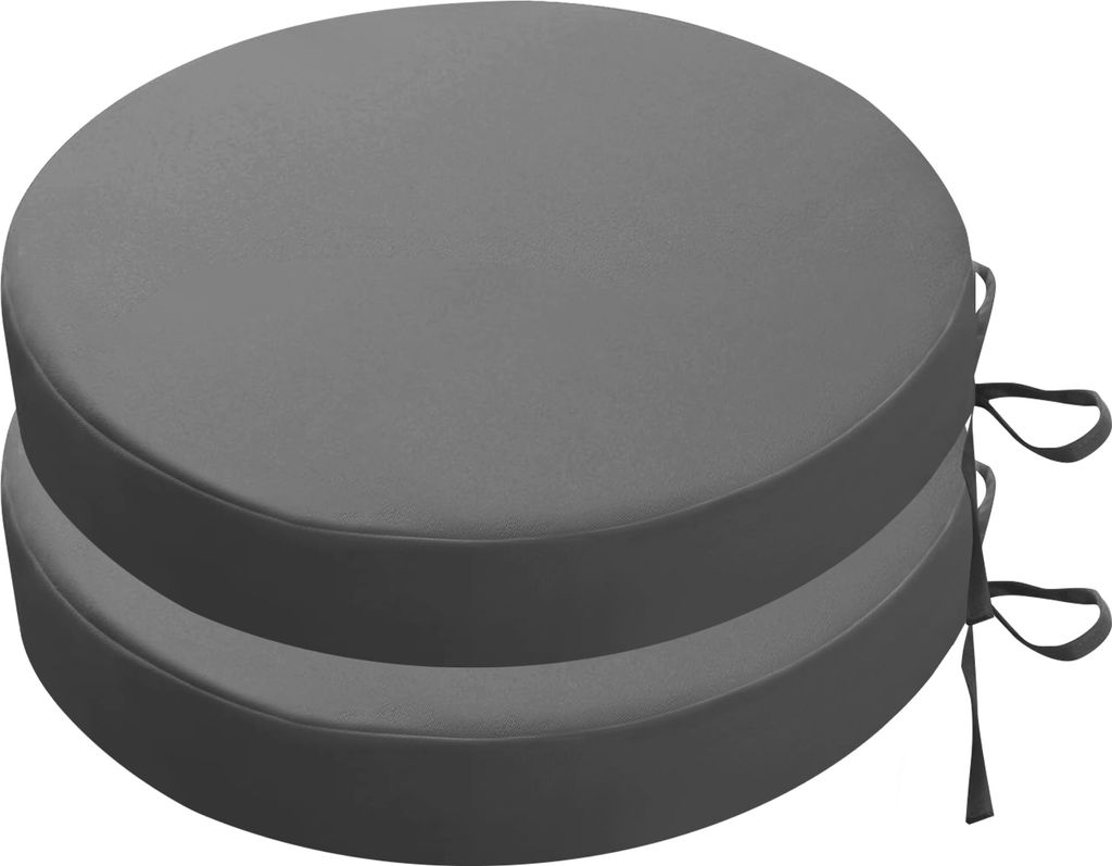 2er Set Stuhlkissen Outdoor wasserdicht Stuhlauflage Kissen Sitzkissen Bezug abnehmbar mit Eckbändern für Haus und Garten Grau, 40x40x5cm