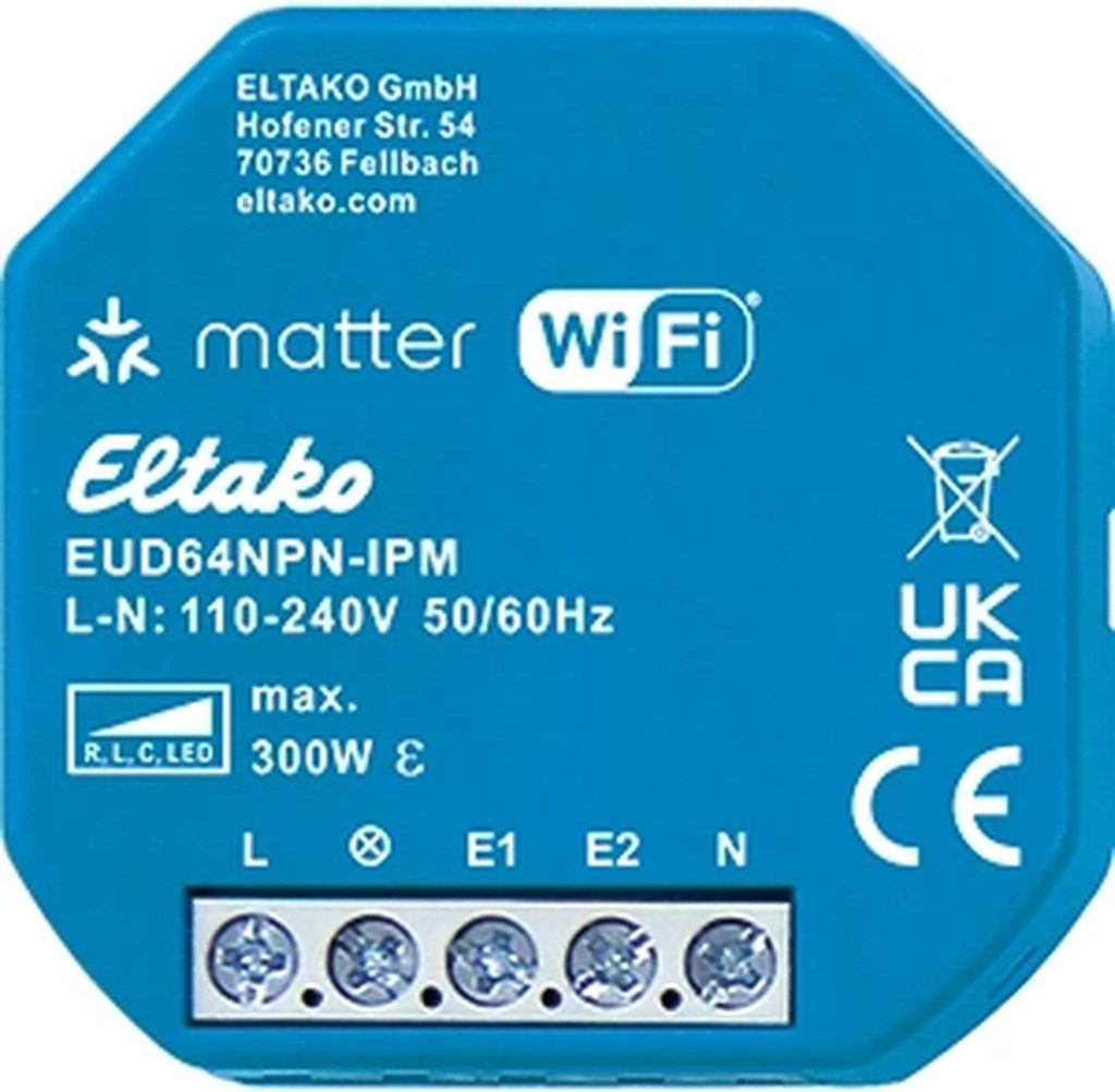 ELTAKO Universal-Dimmaktor mit IP, Matter über Wi-Fi, optional EnOcean, bis 300 W, RES, 1 Stk.