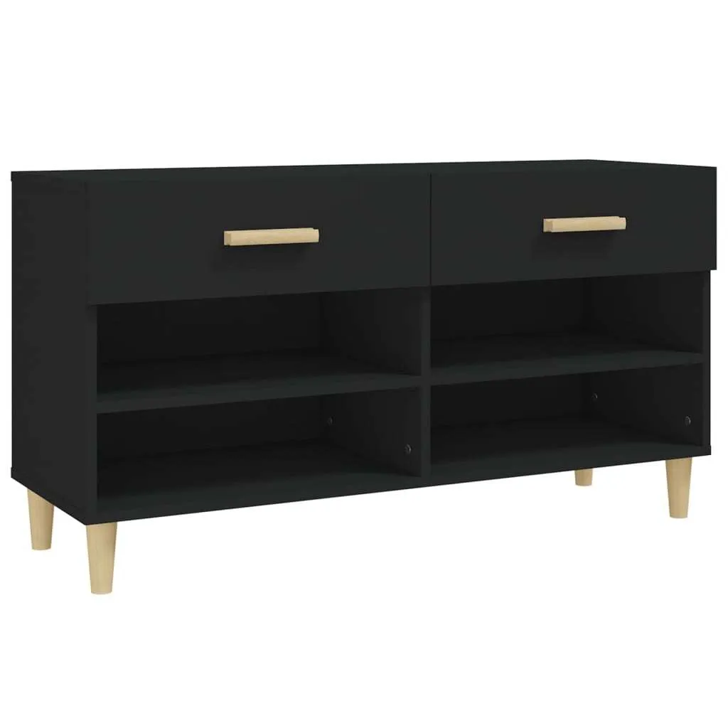 vidaXL Scarpiera Orizzontale Nera 102x35x55 cm - Legno Multistrato