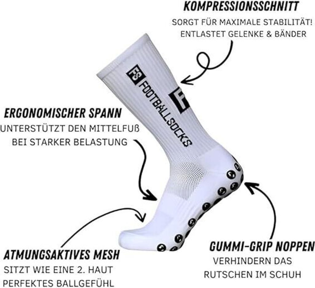 GBM Secure Step Sicherheitssocken – Rutschfeste Socken Für Innen & Außen, 6 Paar