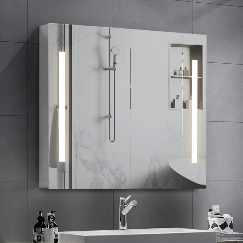 Armoire Murale Salle de Bain avec Miroir Éclairé pour Rangement Maquillage