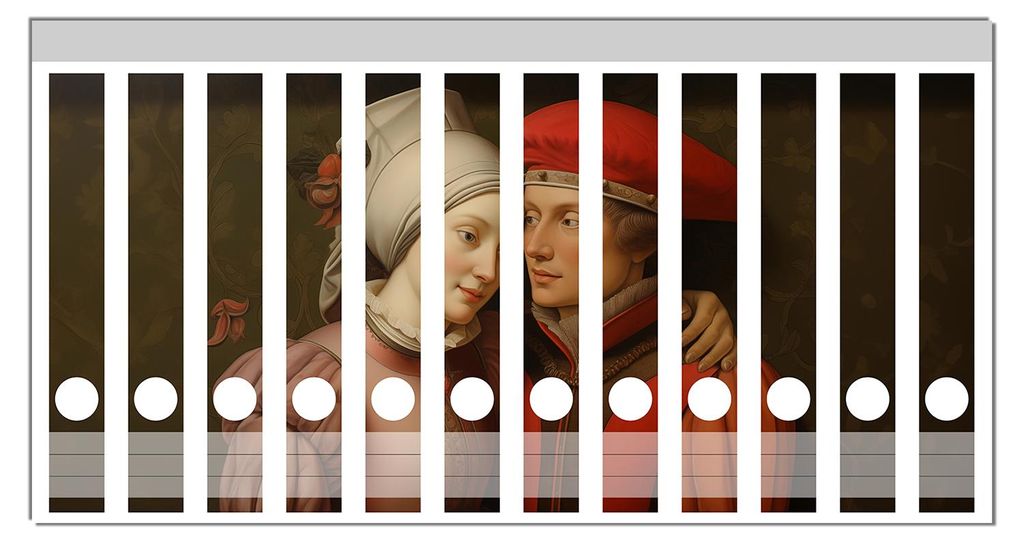 Wallario Ordnerrücken Sticker, selbstklebend für schmale Ordner, 12 Stück, Motiv Zeitlose Zuneigung