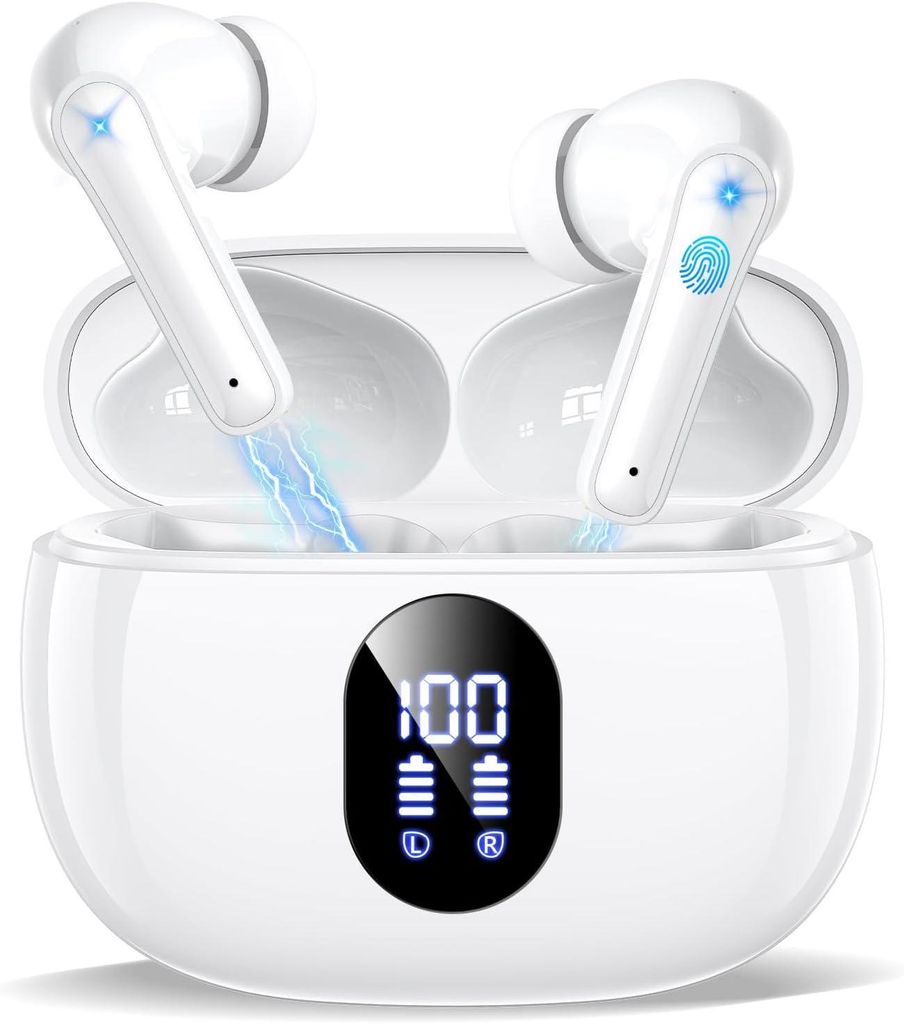 In-Ear-Kopfhörer Bluetooth mit 4 ENC Mikrofon, LED Anzeige & 48 Std Spielzeit, HiFi Tiefer Bass, IPX7 Wasserdicht Kabellos Bluetooth 5.4