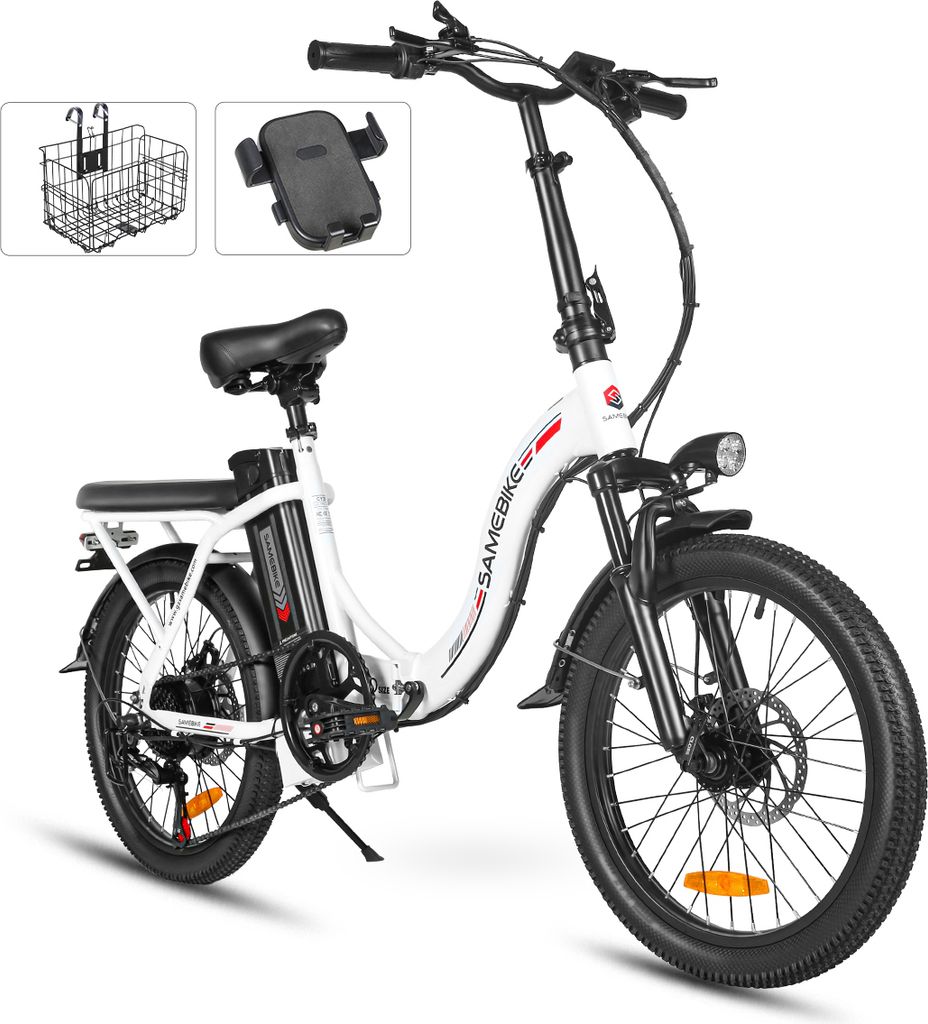 E-Bike City E-Bikes & E-Hollandräder Elektrofahrrad , 12Ah herausnehmbarer Akku Range 40-120 km ebike, 7-Gang-Al E-Bike Klappräder Weiss