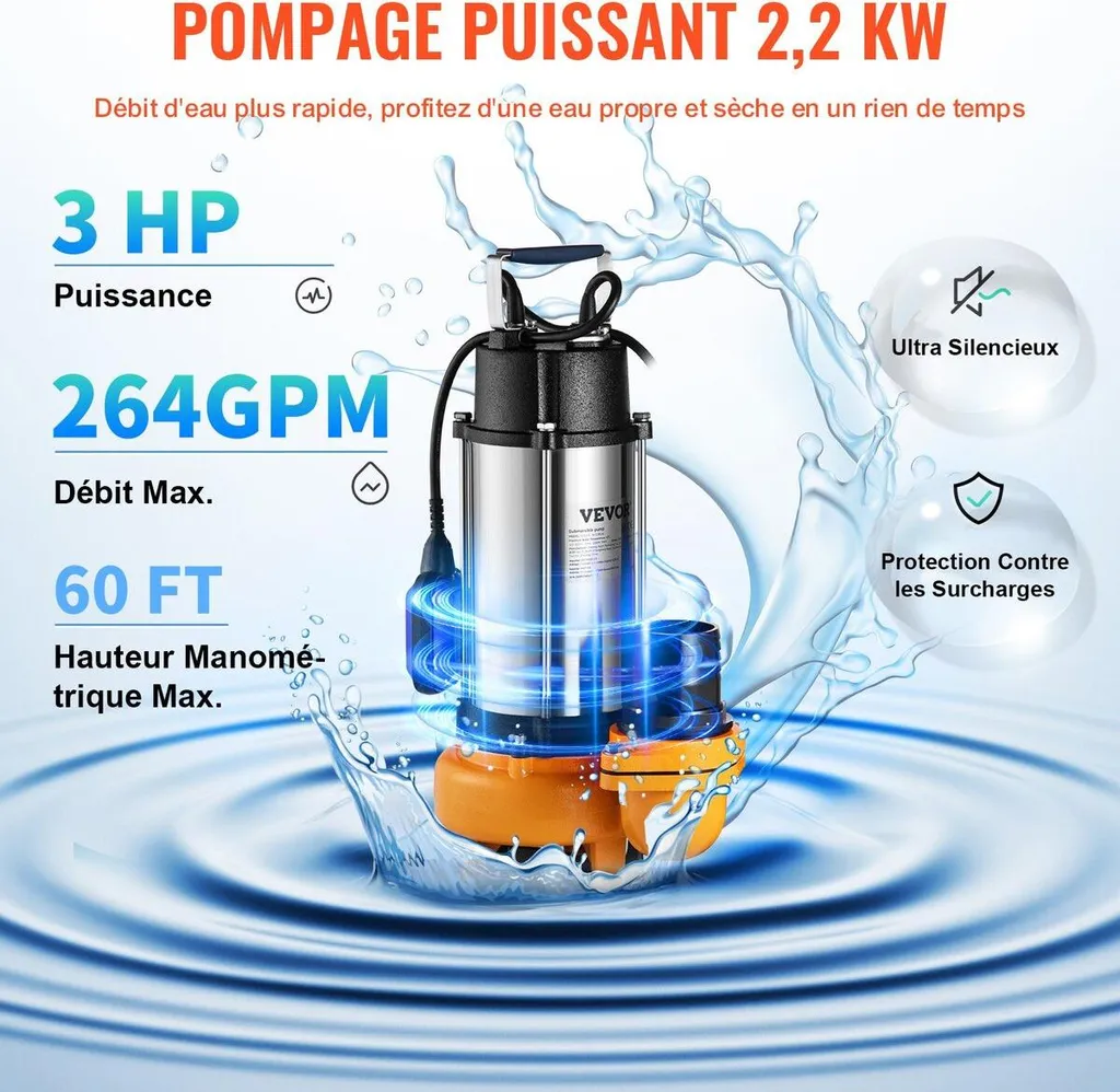 Pompe anti inondation sous-sol et cave pompe de drainage d'eau - 3
