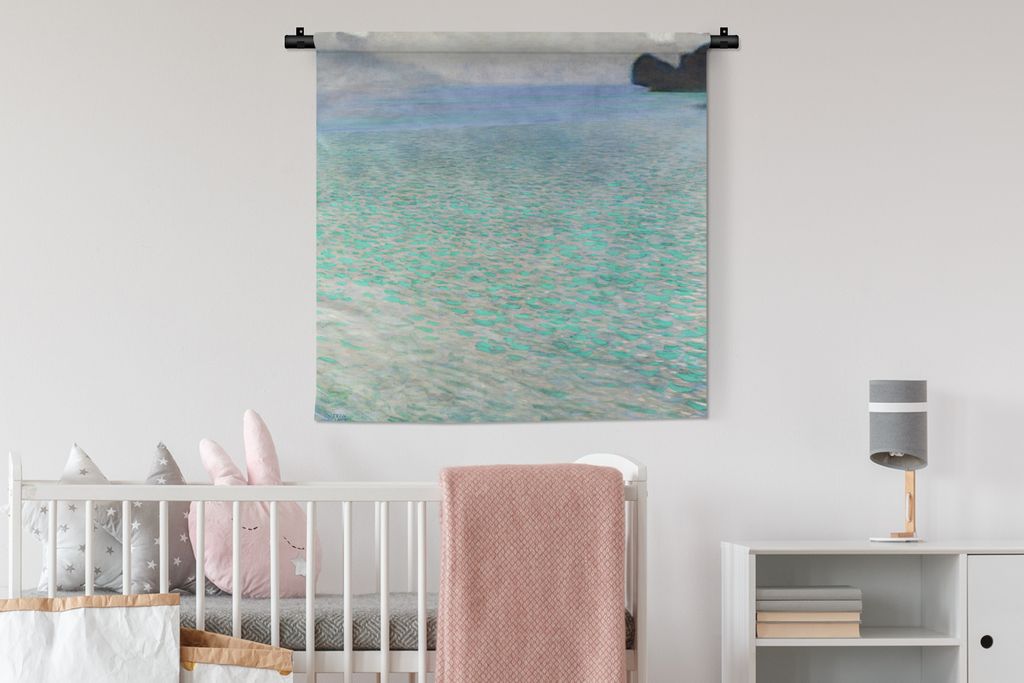 MuchoWow Wandteppich Wandbehang Am Attersee - Gustav Klimt 90x90 cm Tapisserie Dekoration Wandtuch - Wandaufhänger