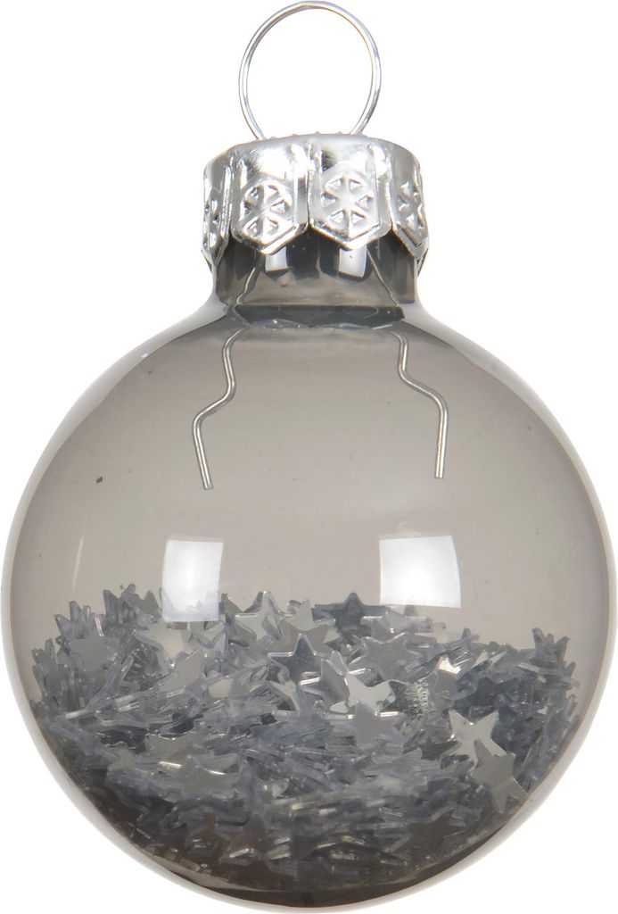 Weihnachtskugeln Glas 3cm mit Sternfüllung 9 Stk Zart Grau Produktbild 