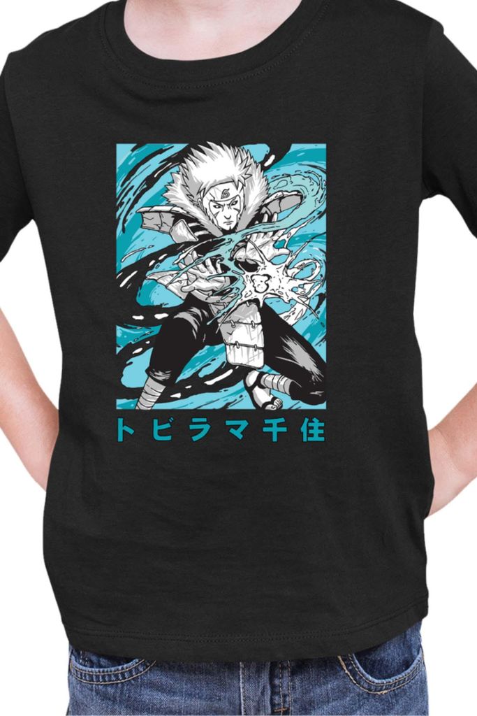 Kinder T-Shirt Naruto Tobirama Senju, 9-11 Jahr - 140 / Schwarz