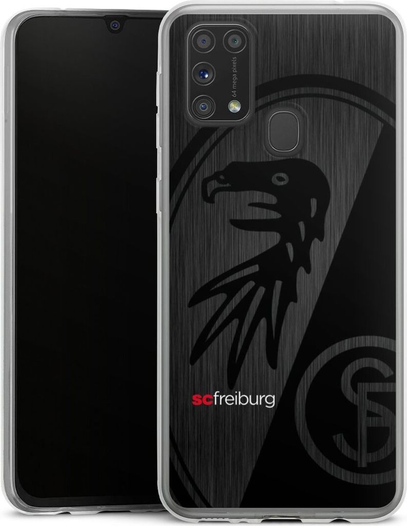 DeinDesign Slim Hülle für Samsung Galaxy M31 Silikon Case Ultra Dünn Handyhülle Metallic Look Offizielles Lizenzprodukt SC Freiburg