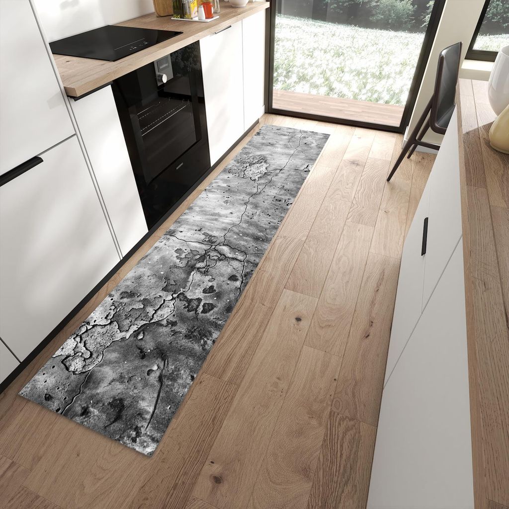 Küchenteppich 60x270cm rutschfest & abwischbar PVC Läufer - Abgenutzte Wand