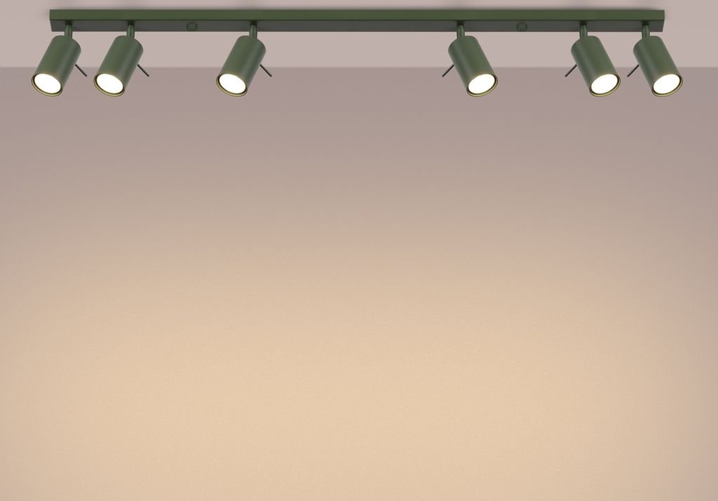 Plafond RING 6L olivgrün 6xGU10 10W Stahl 17x6x117cm Sollux Lighting