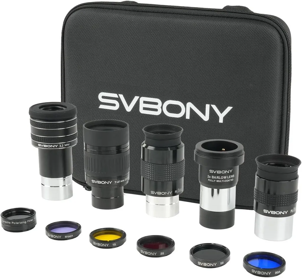 Svbony SV233 Kit Accessoires Télescope: Oculaire Zoom 7-21mm, Barlow 2x